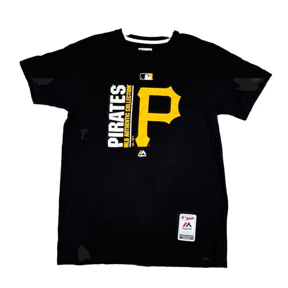 Pittsburgh Pirates Shirt‎ Mens Medium Majestic T-Shirt Triple Peak Sportswear - Picture 1 of 8
